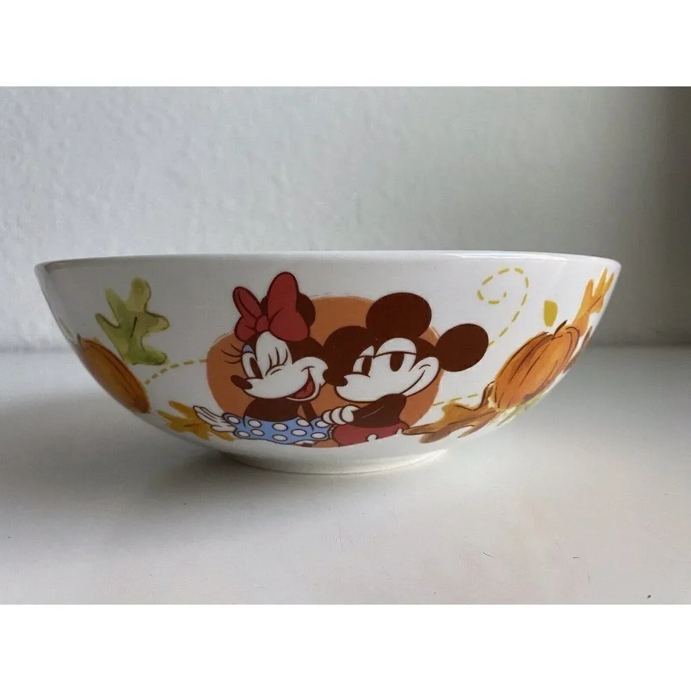 Disney Large Serving Bowl Mickey & Minnie Mouse Autumn Fall  Popcorn Pasta Salad